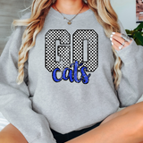 Go Cats Checker Distressed PNG Digital Download