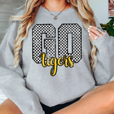Go Tigers Checker Distressed PNG Digital Downloadt