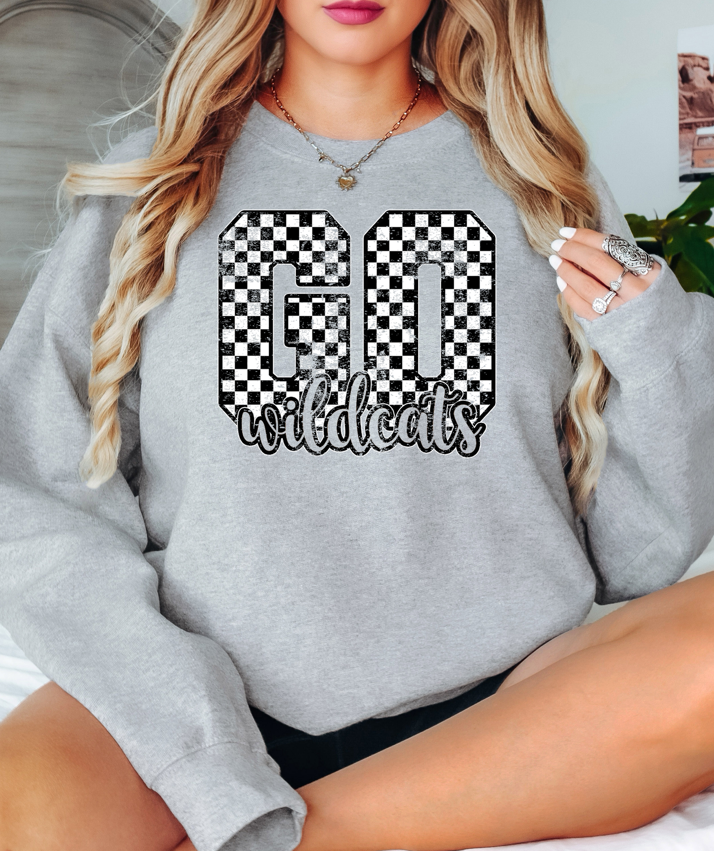 Go Wildcats Checker Distressed PNG Digital Download