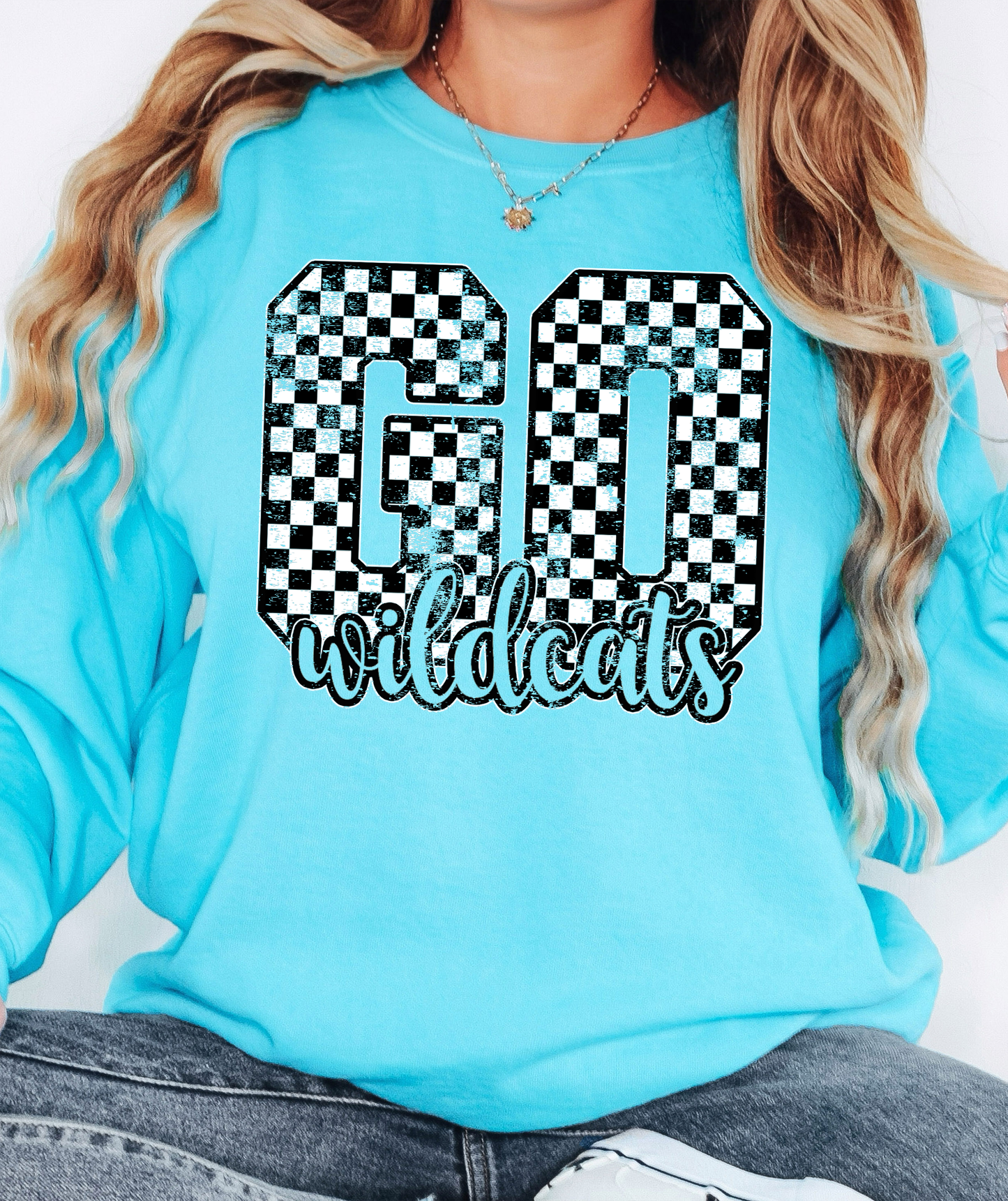 Go Wildcats Checker Distressed PNG Digital Download