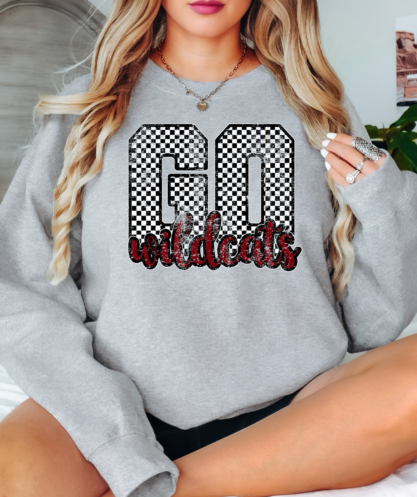 Go Wildcats Checker Distressed PNG Digital Download
