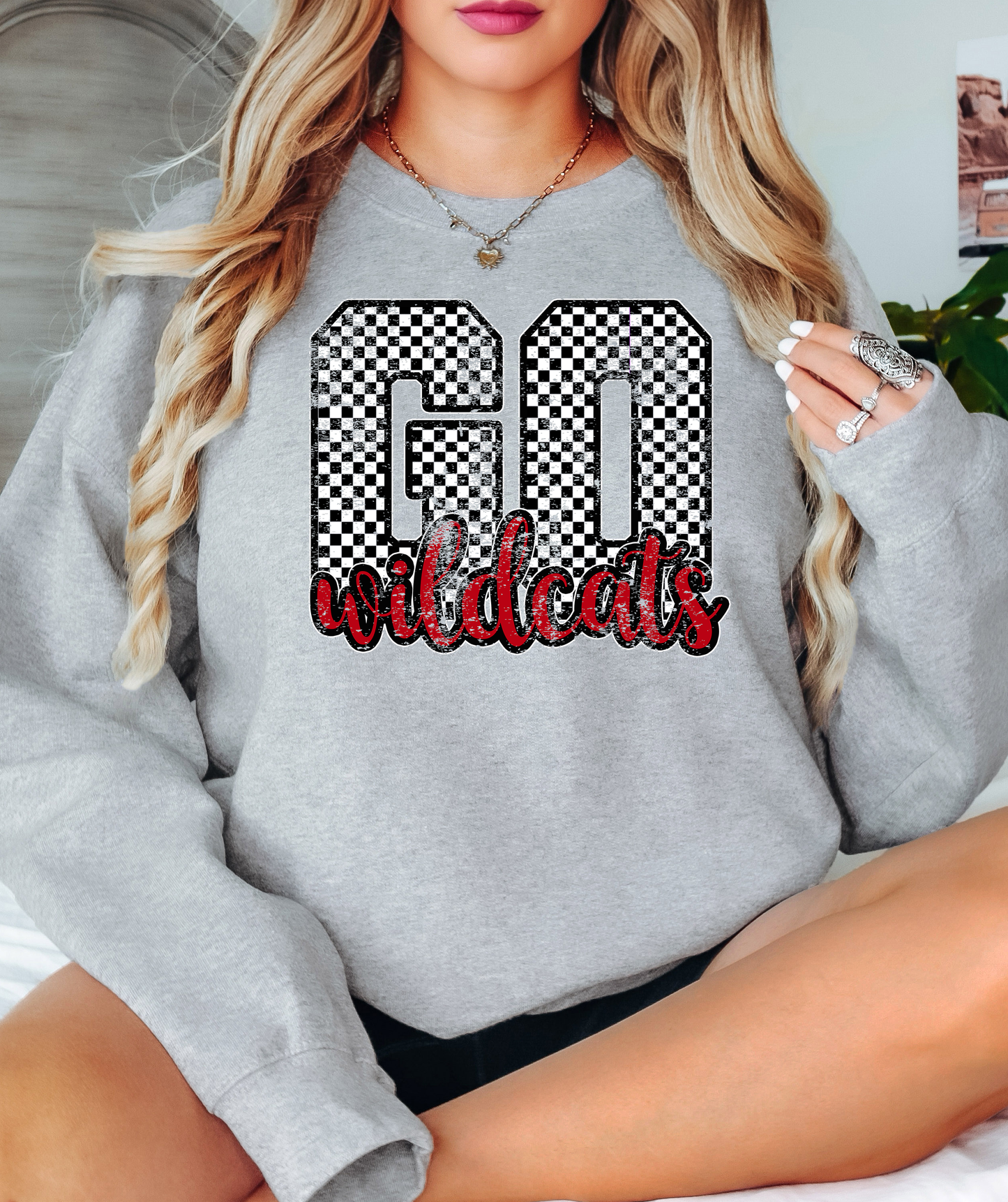 Go Wildcats Checker Distressed PNG Digital Download