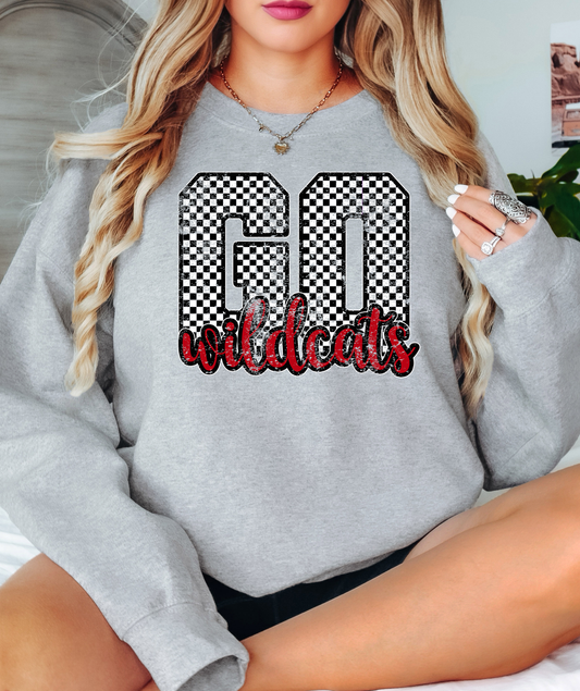 Go Wildcats Checker Distressed PNG Digital Download