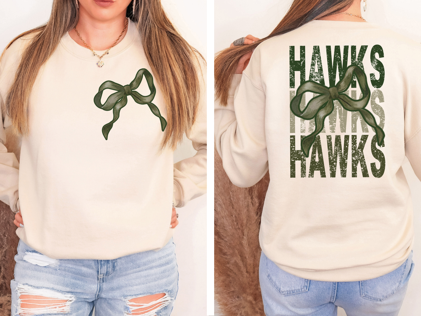 Hawks Repeat Camo Green Bow Digital Download