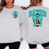 Hawks Teal Football Arched Team Bow Digital Download