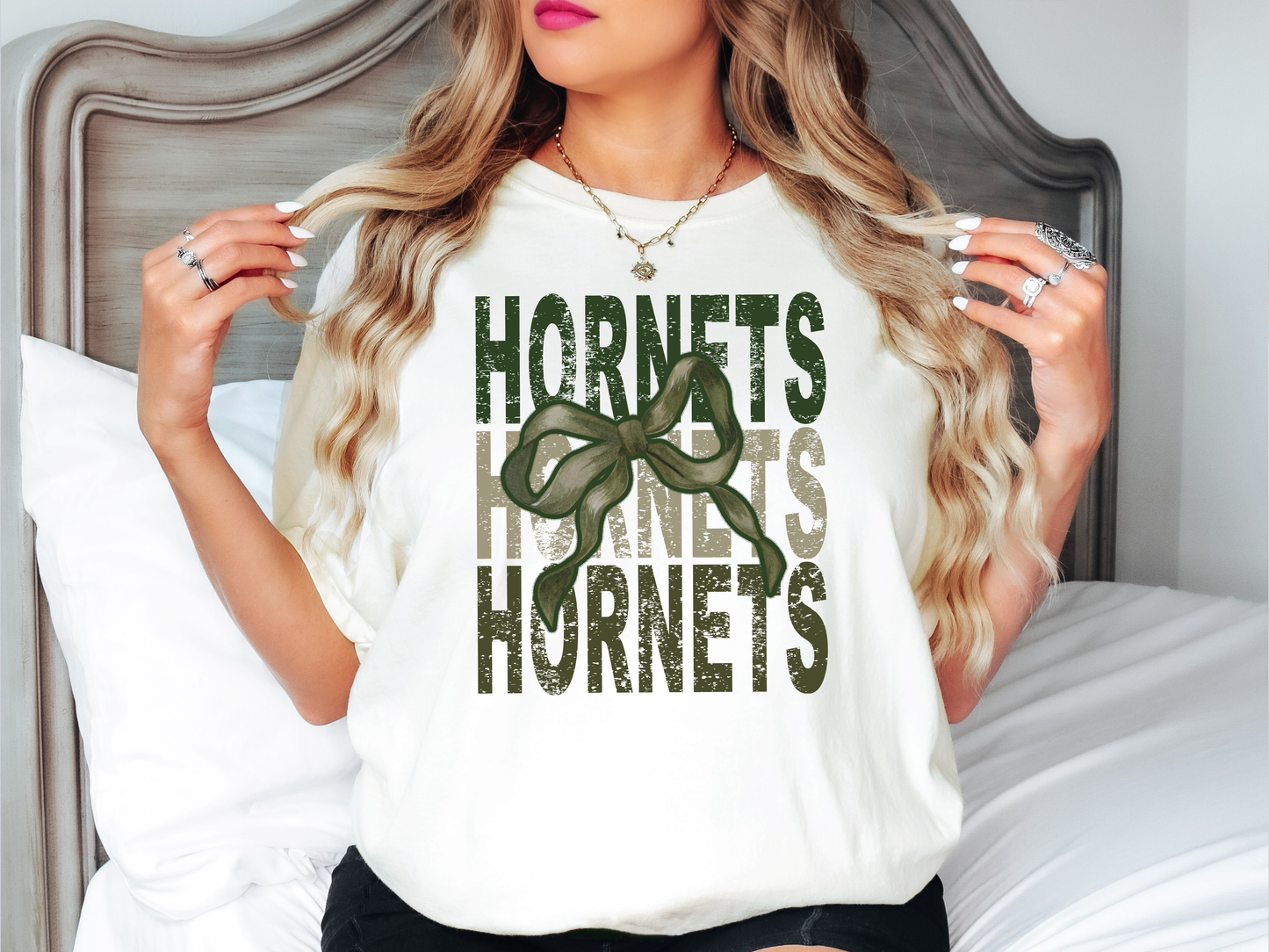 Hornets Repeat Camo Green Bow Digital Download