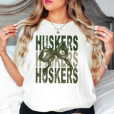 Huskers Repeat Camo Green Bow Digital Download