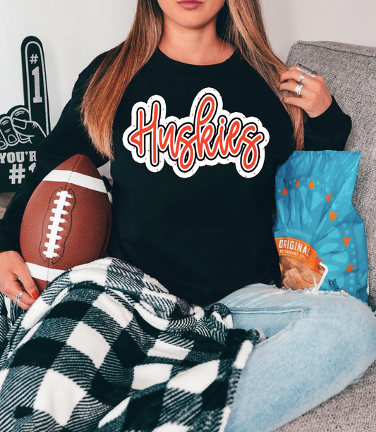 Huskies Outline Polka Dot Digital Download