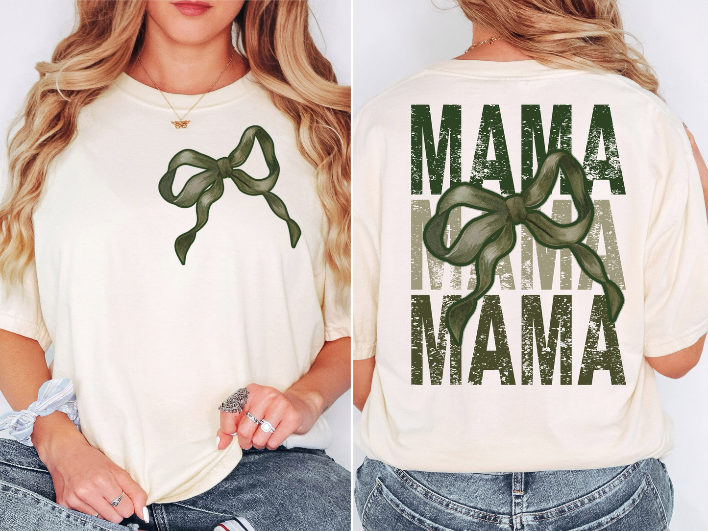Mama Repeat Camo Green Bow DIgital Download