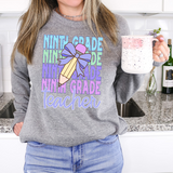 Ninth Grade Teacher Purple Pencil Repeat Bookworm Digital Download