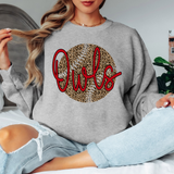 Owls Leopard Baseball Red & Black Digital Download