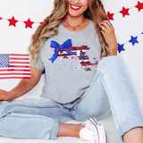 Patriotic MA Stars Stripes Glitter Blue Bow Digital Download