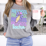 Preschool Teacher Purple Pencil Repeat Bookworm Digital Download