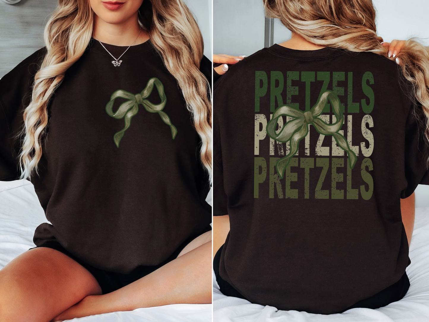 Pretzels Repeat Camo Green Bow Digital Download