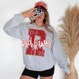 Red Hawks Stripes Varsity Team Digital Download