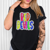 Red Devils Neon Dot Team Spirit PNG Digital Download