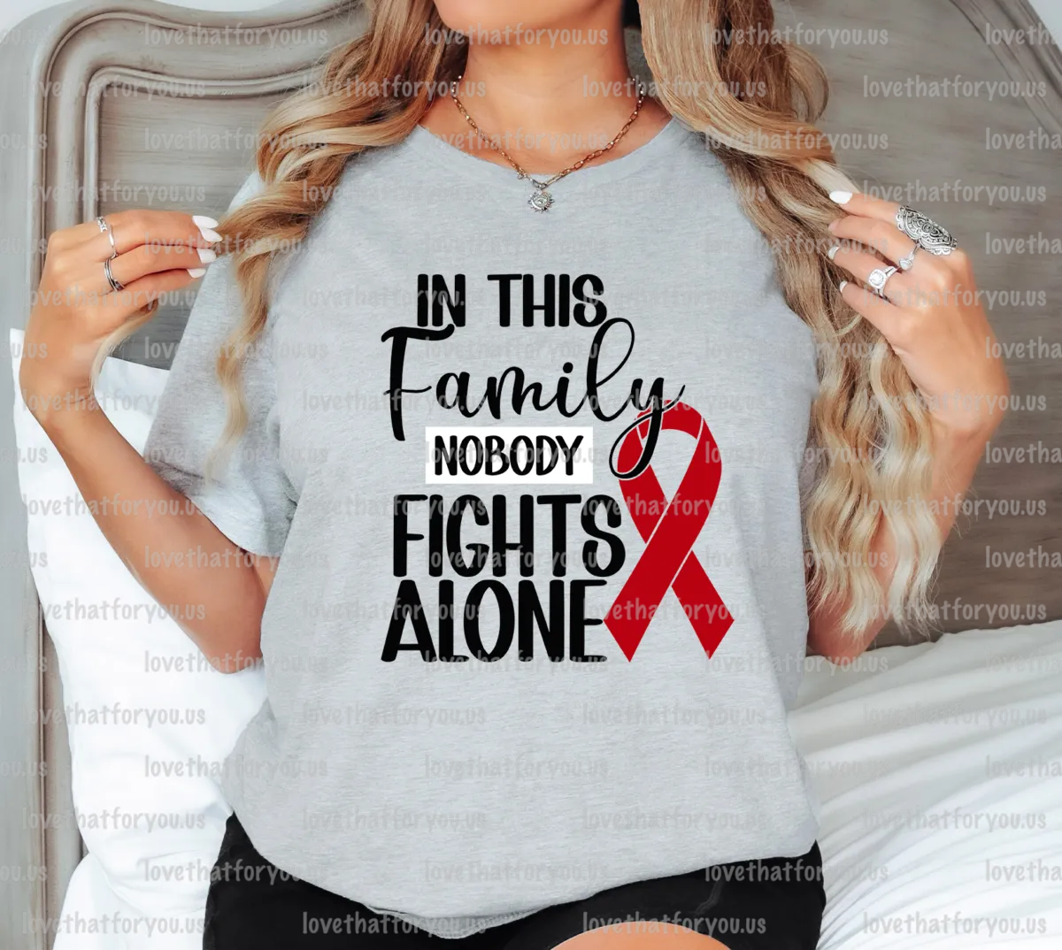 Red Ribbon In this Family No One Fights Alone Digital Download
