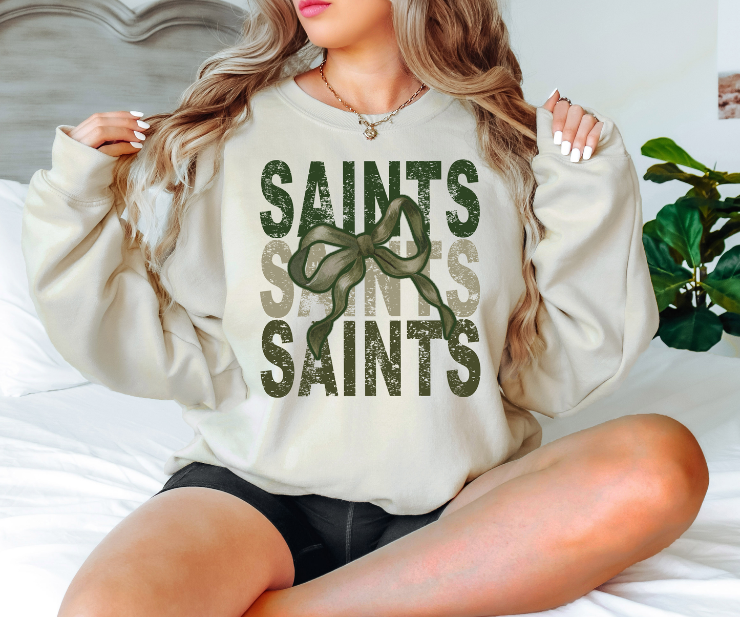 Saints Repeat Camo Green Bow Digital Download