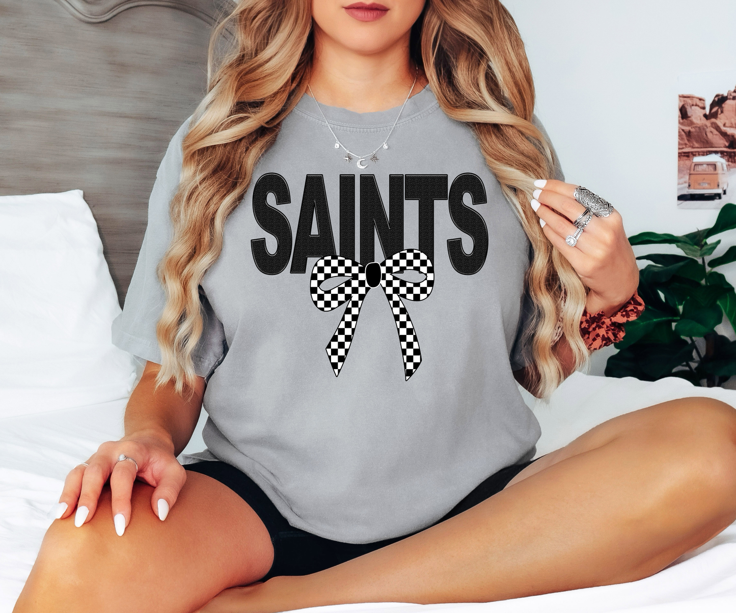 Saints Coquette Checker Bow Digital Download