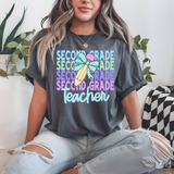 Second Grade Teacher Bookworm Repeat Checker Pencil Digital Download