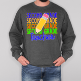 Second Grade Teacher Bookworm Repeat Solid Pencil Digital Download