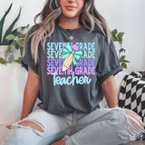 Seventh Grade Teacher Bookworm Repeat Checker Pencil Digital Download