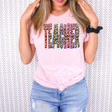 Teacher Taupe Leopard Neon PNG Digital Download
