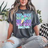 Third Grade Teacher Bookworm Repeat Checker Pencil Digital Download