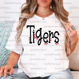 Tigers Red Dotted Doodle Digital Download