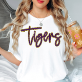 Tigers Faux Sequin Gold Purple PNG Digital Download