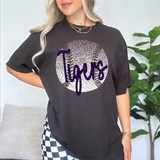 Tigers Purple Baseball Halftone Digital Download