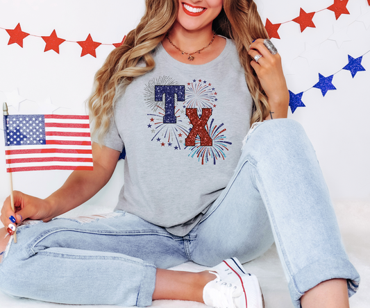 Texas Faux Glitter Fireworks PNG