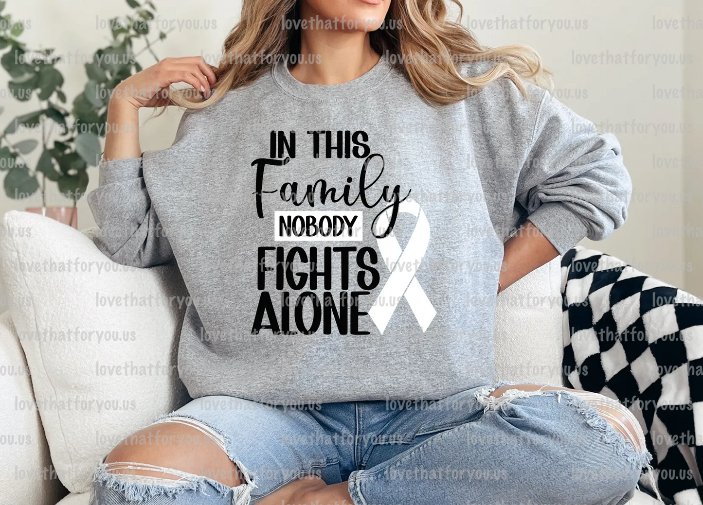 White Ribbon In this Family No One Fights Alone Digital Download